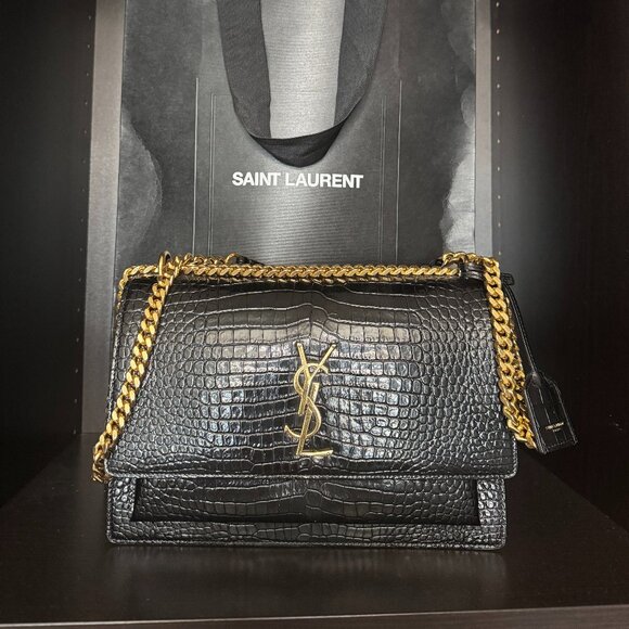 YSL SUNSET BAG - CROCODILE PRINT - Picture 1 of 2